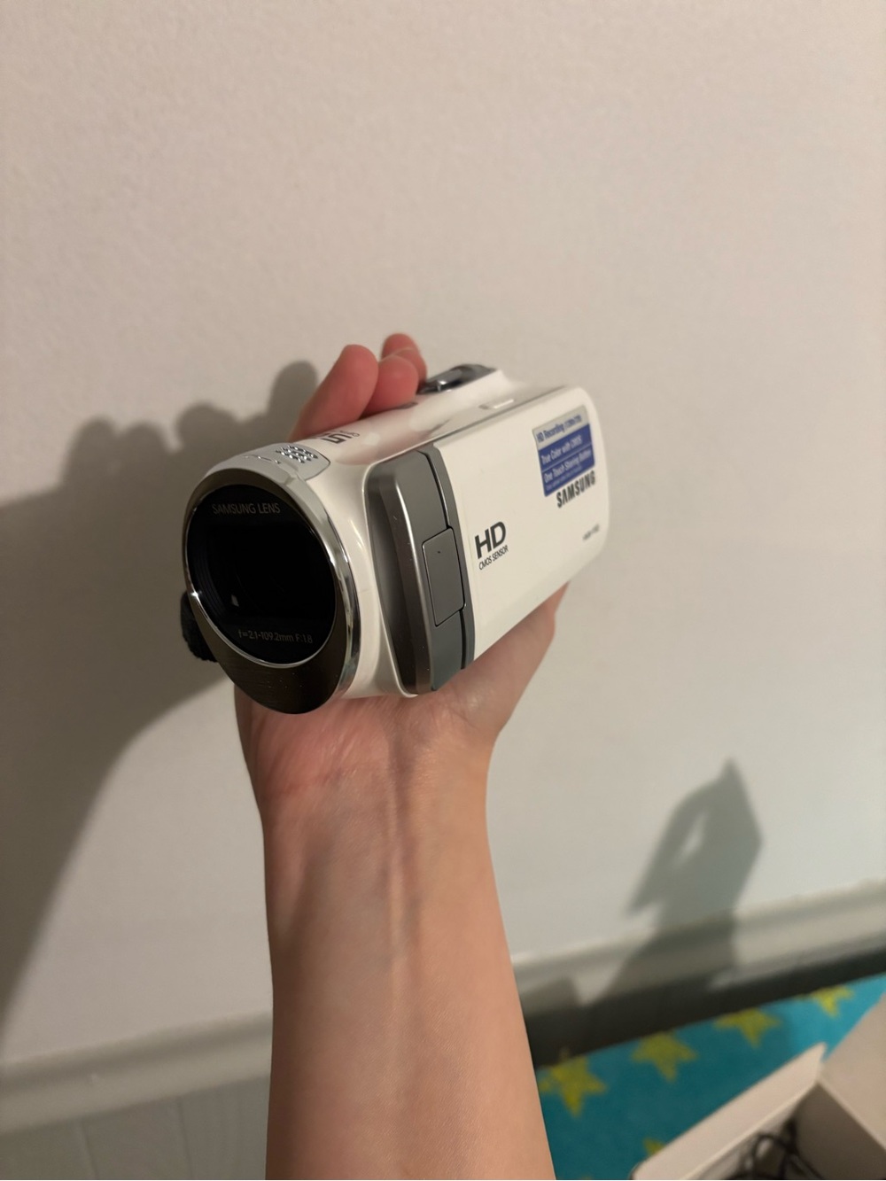 Samsung White HD Camcorder with Black Lens Trim